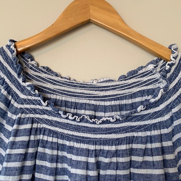 Striped linen off-the-shoulder top - Picture 3 of 5